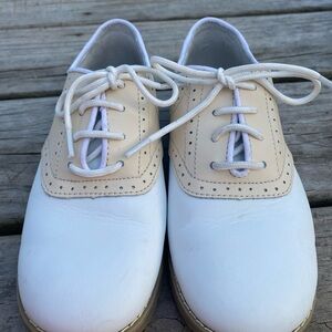 L’Amour Boys Dress Shoes White Leather Saddle Shoes Sz 1 White Dress Shoes Boys